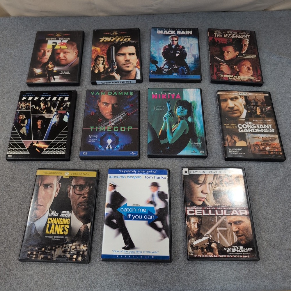11 DVD Movie Lot Action Thriller Timecop Black Rain Catch Me If You Can Freejack - Picture 1 of 1